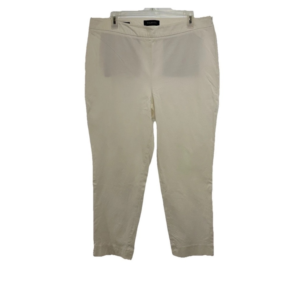 Talbots Chatham Ankle Pants White 16P Cotton Blend Stretch Side Zip